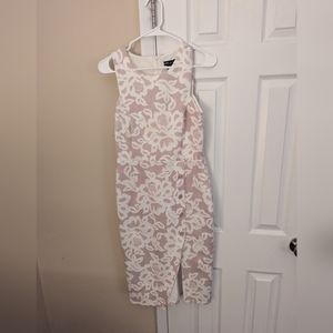 Blush dress with white lace